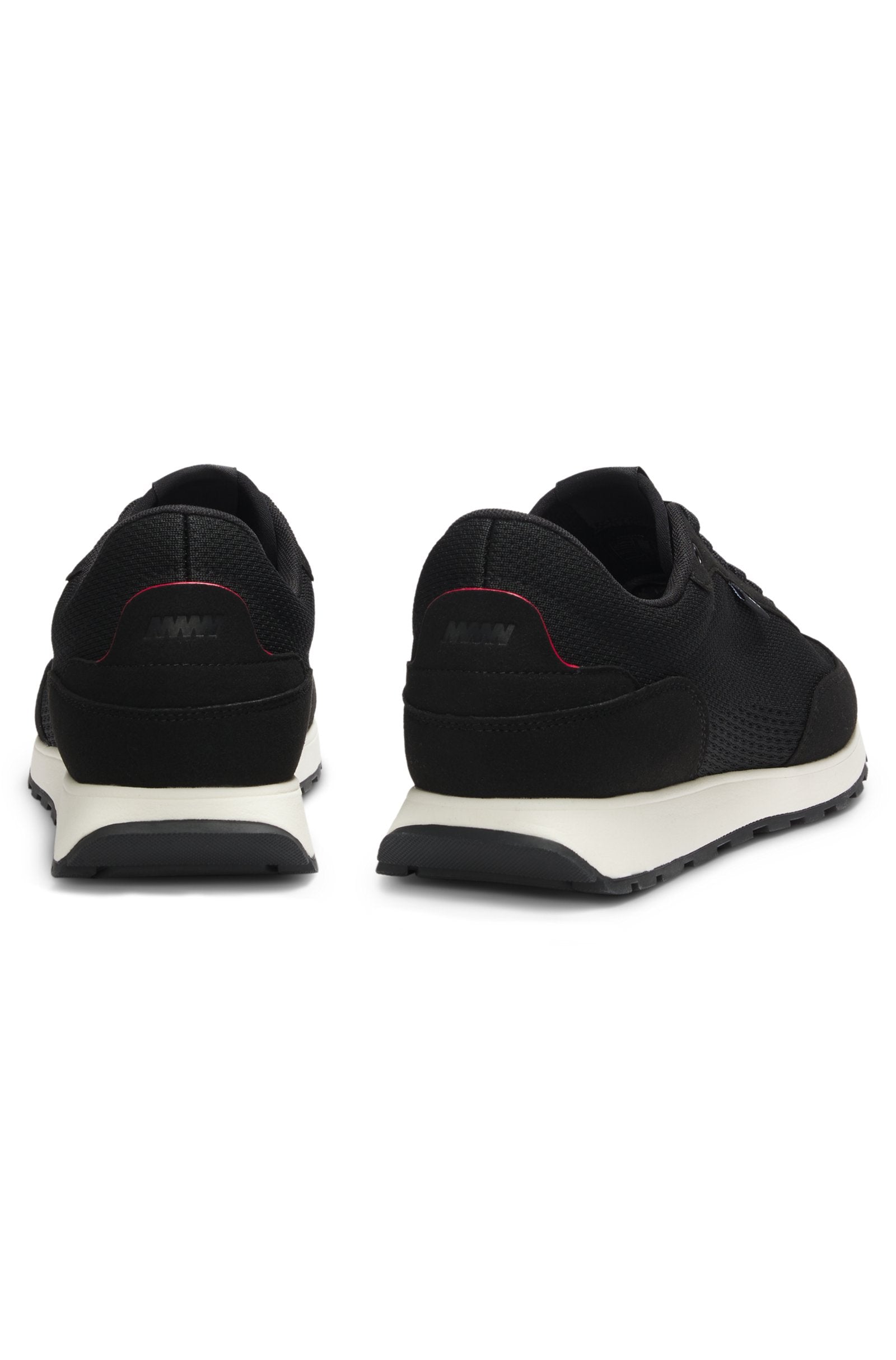 Knitted-upper sneakers with logo flag