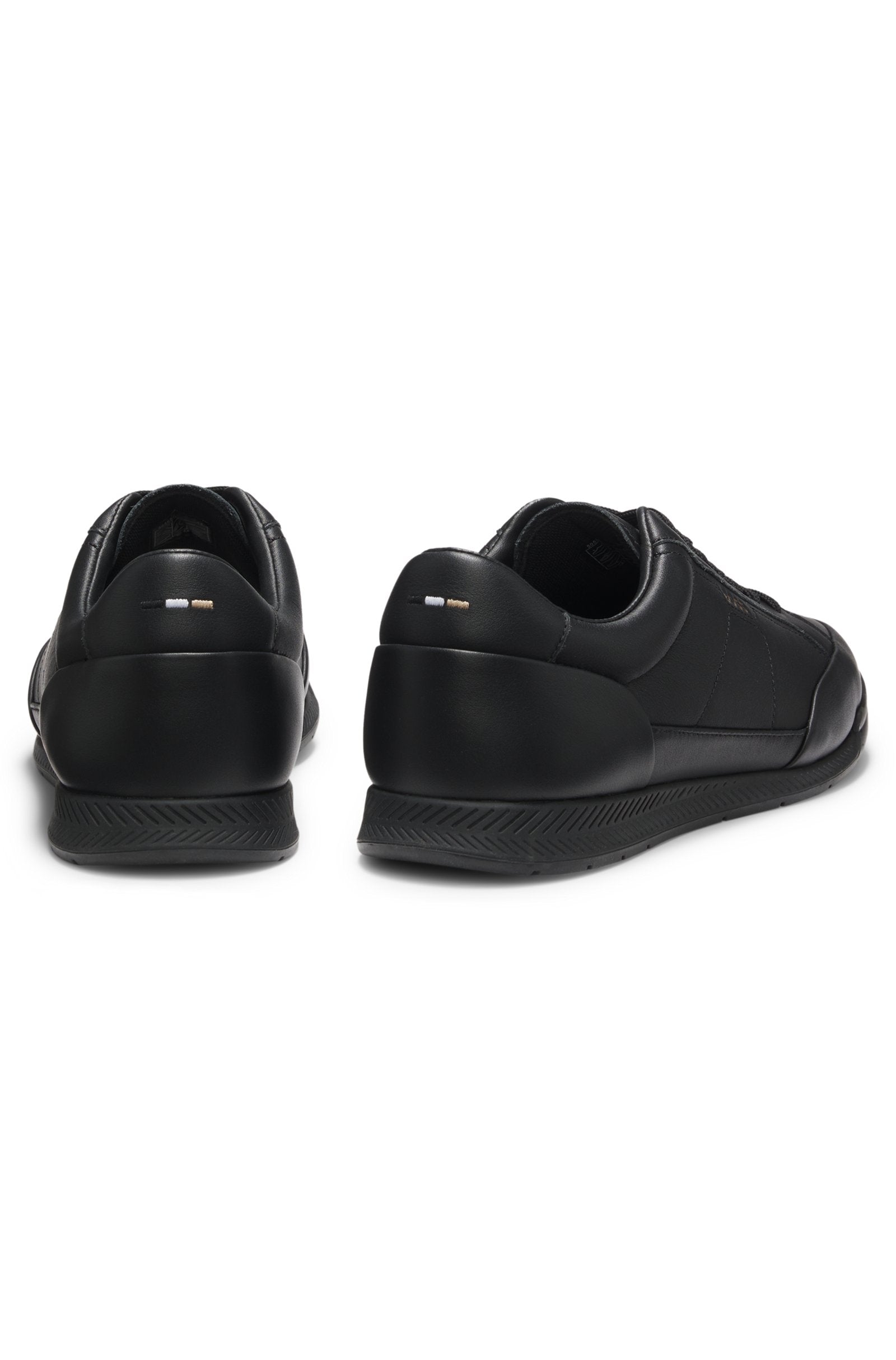 Leather sneakers with foil logo