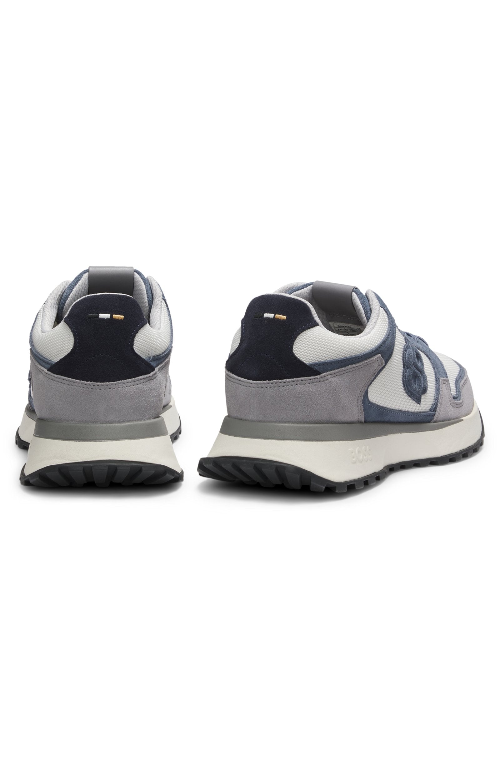 Suede-trim trainers with Double B monogram