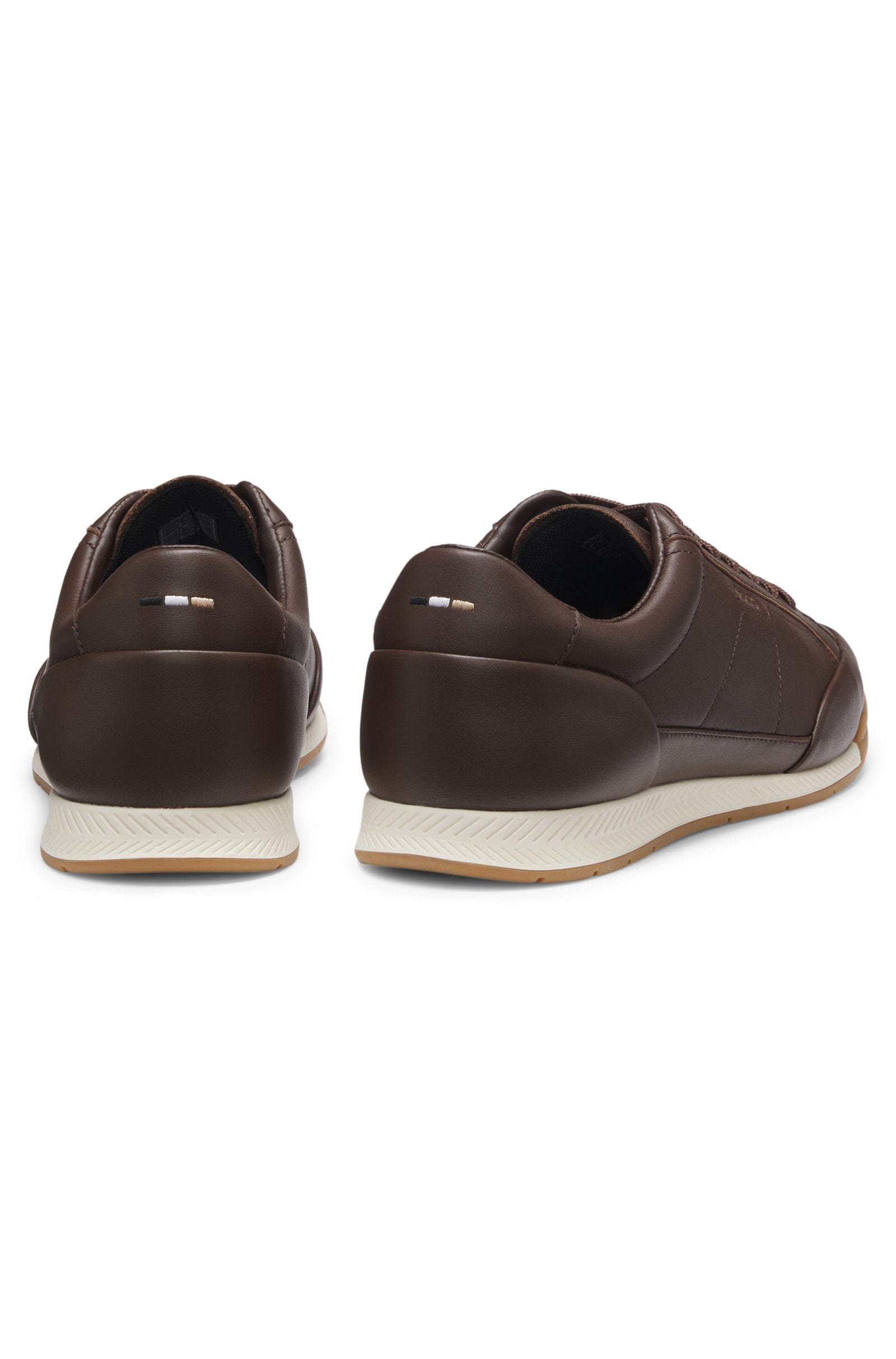 Leather sneakers with foil logo