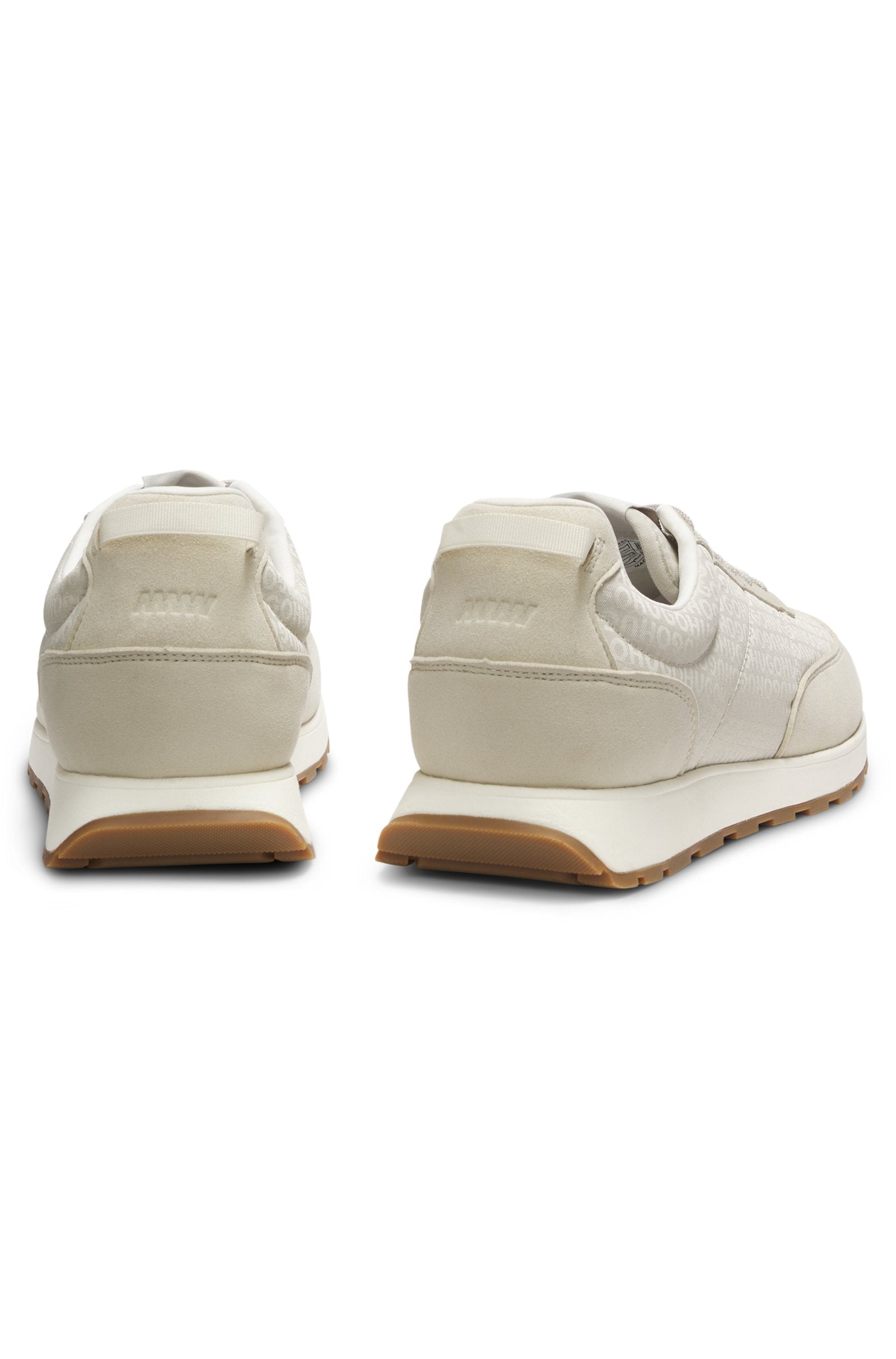 Running-inspired trainers with monogram-jacquard uppers