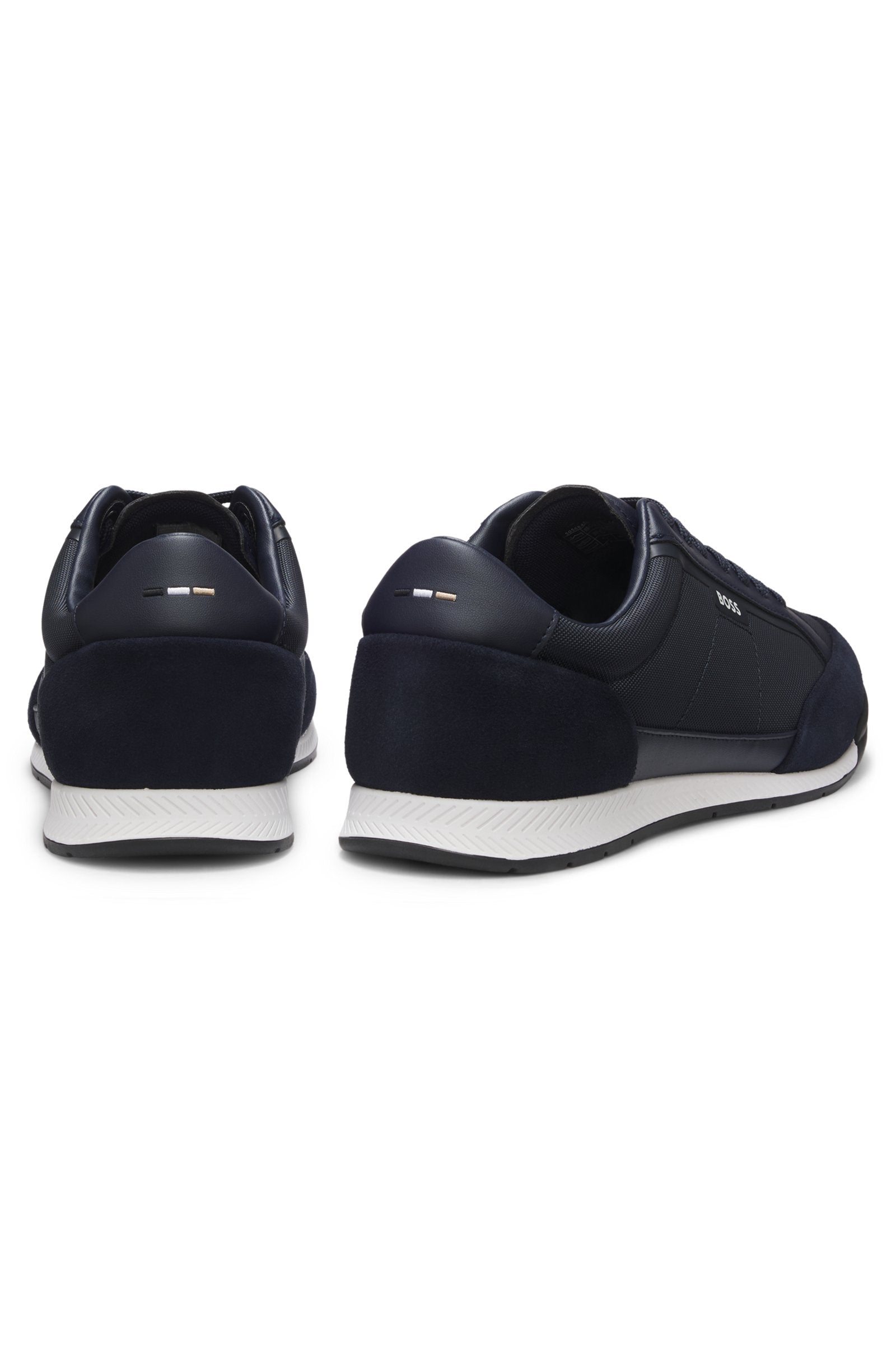 Suede-trim sneakers with ribbed sole