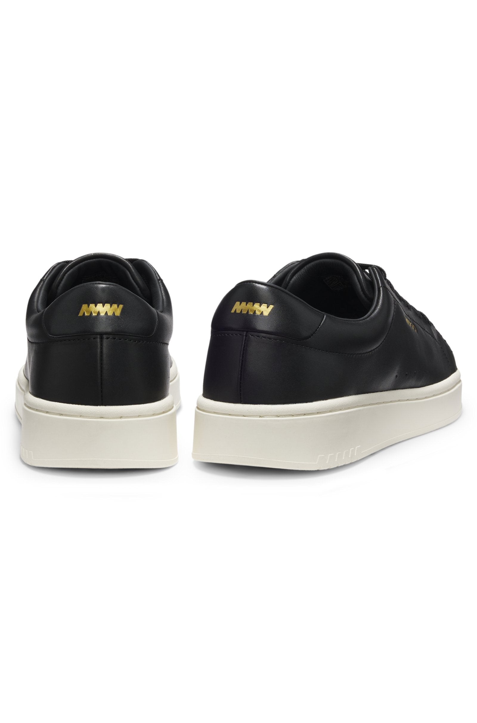 Nappa-leather trainers with gold-tone logo
