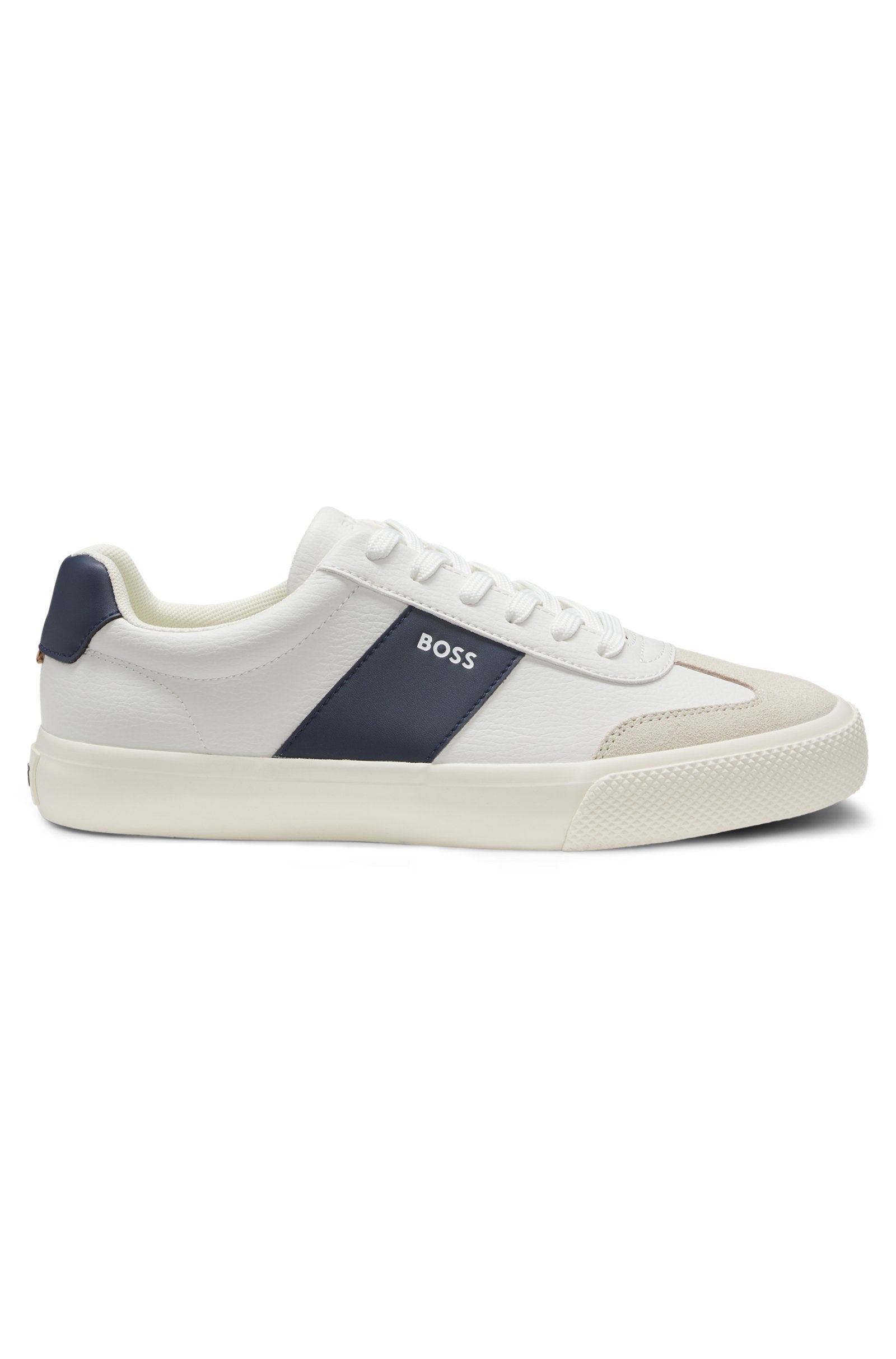 Leather-trim trainers in faux leather
