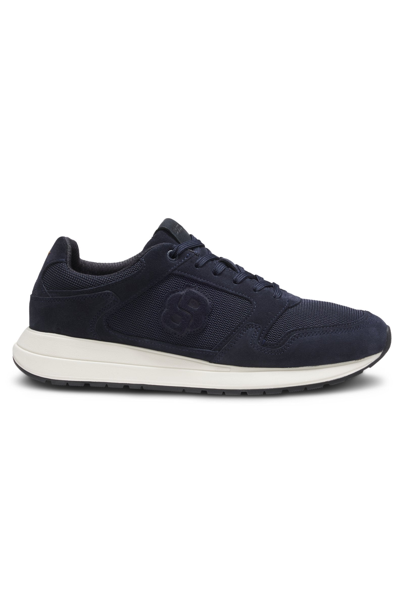 Suede-trim trainers with Double B monogram