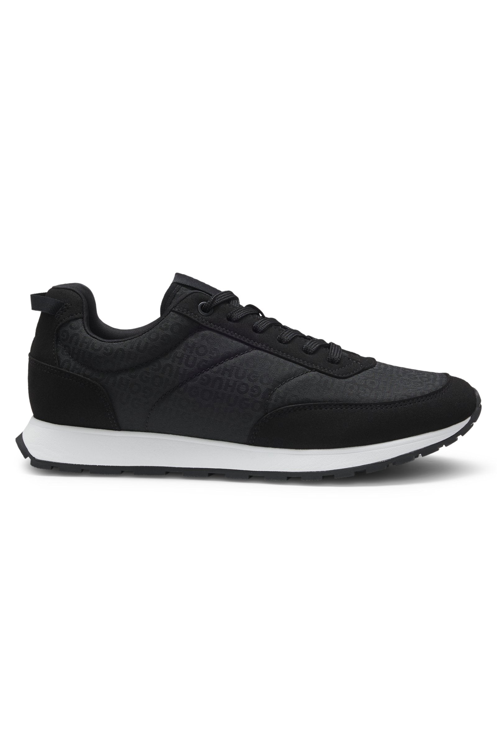 Running-inspired trainers with monogram-jacquard uppers