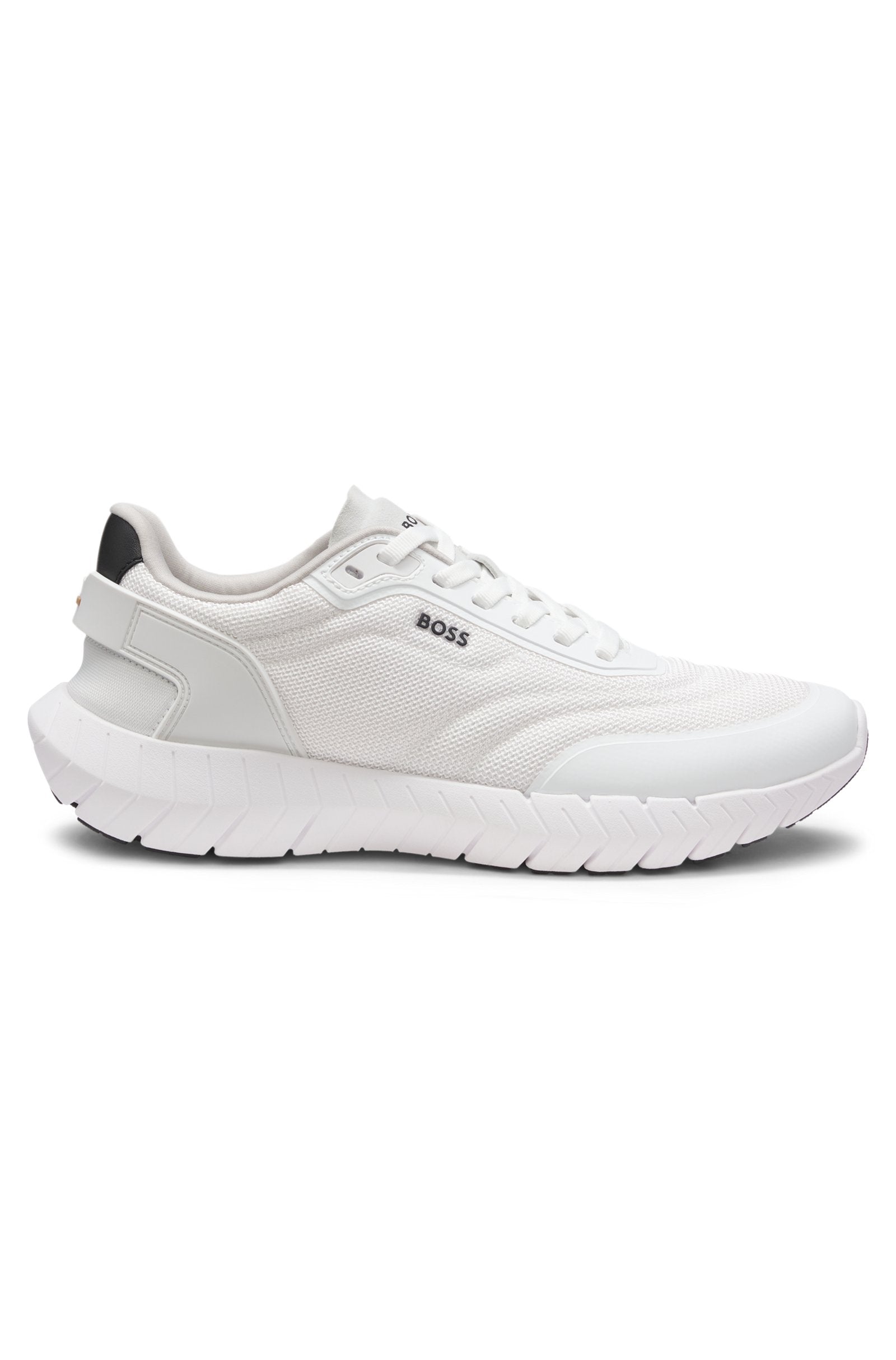 Running sneakers with leather trims