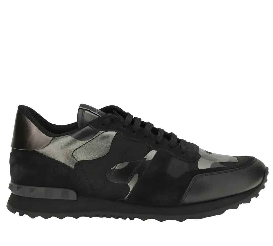 Valentino Garavani Rockrunner Camouflage Noir Metallic Sneaker