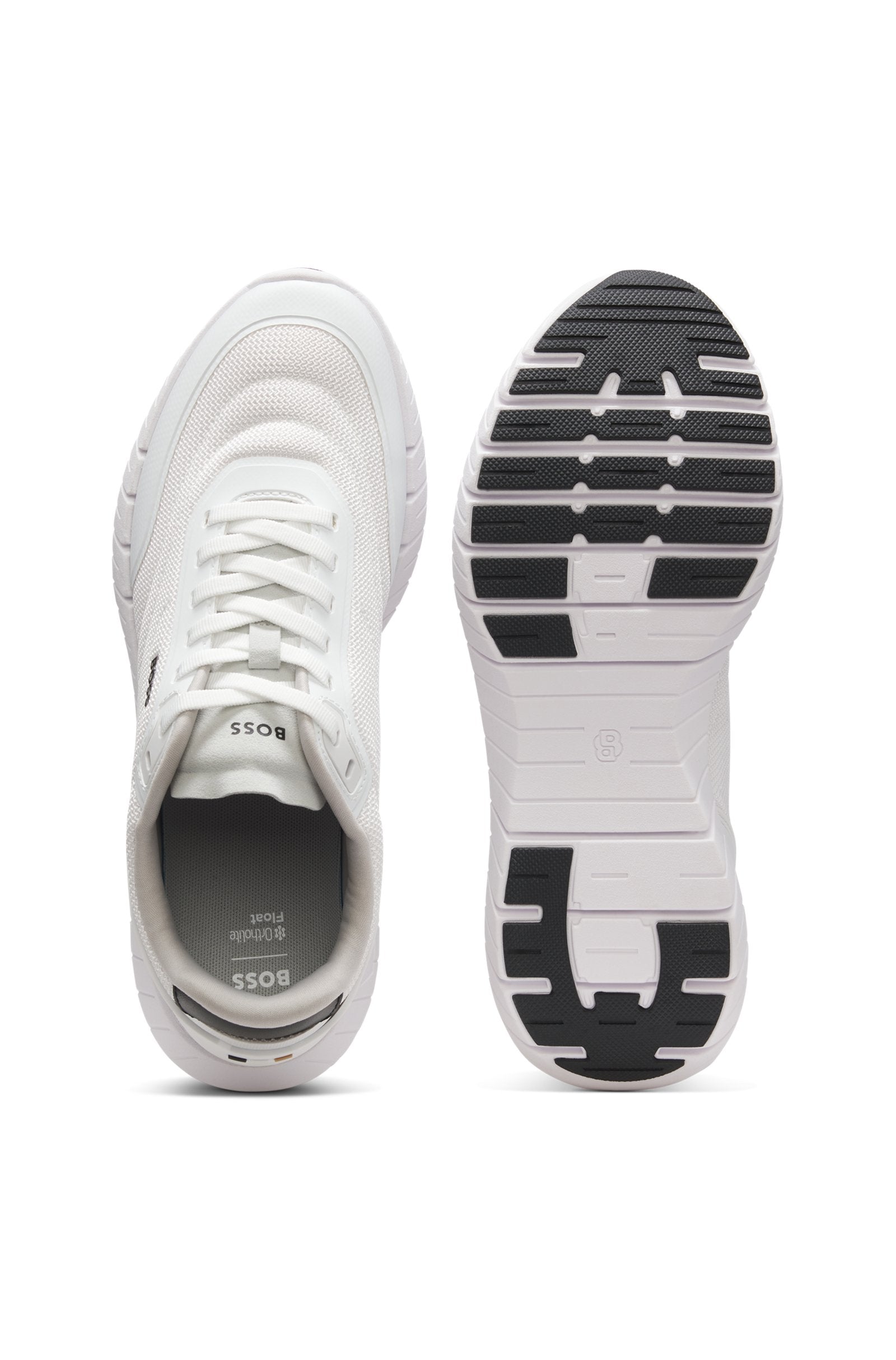 Running sneakers with leather trims