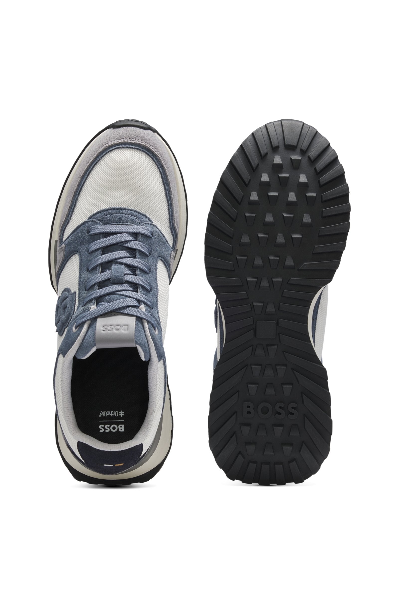 Suede-trim trainers with Double B monogram