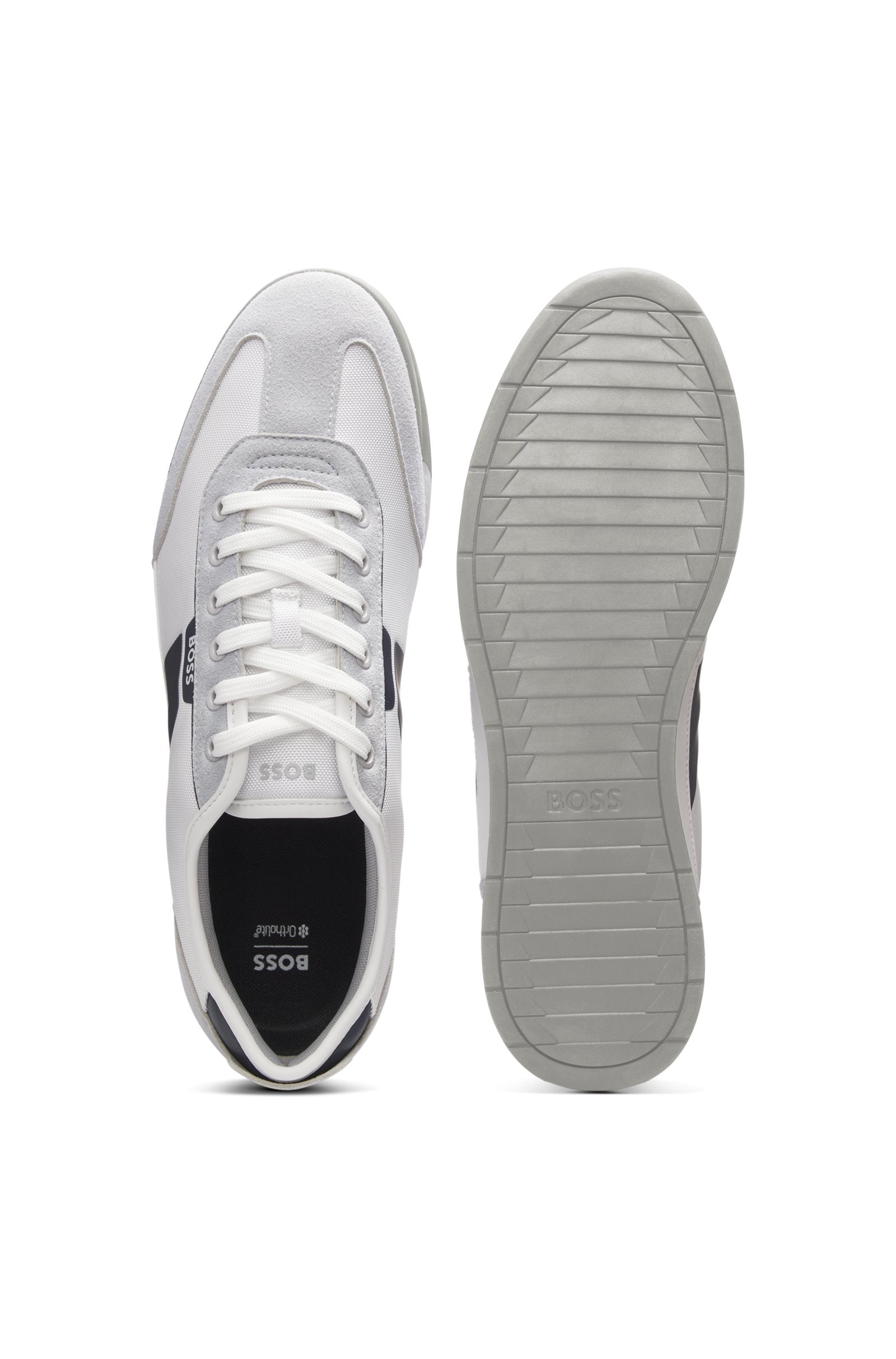 Low-top trainers with structured trims