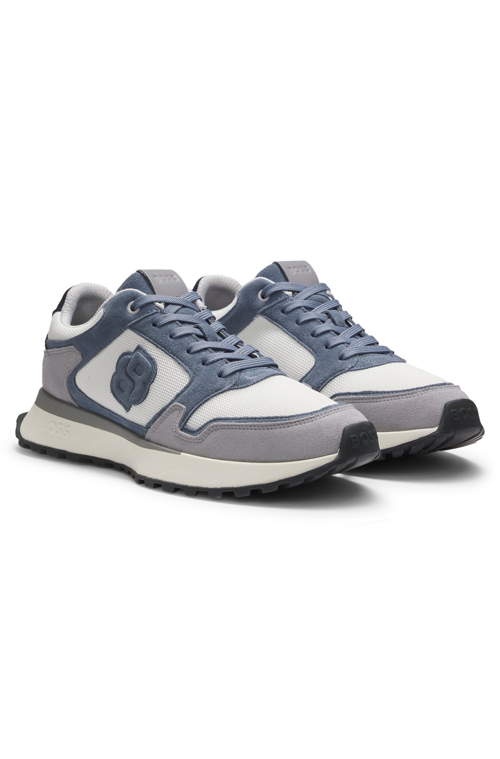 Suede-trim trainers with Double B monogram