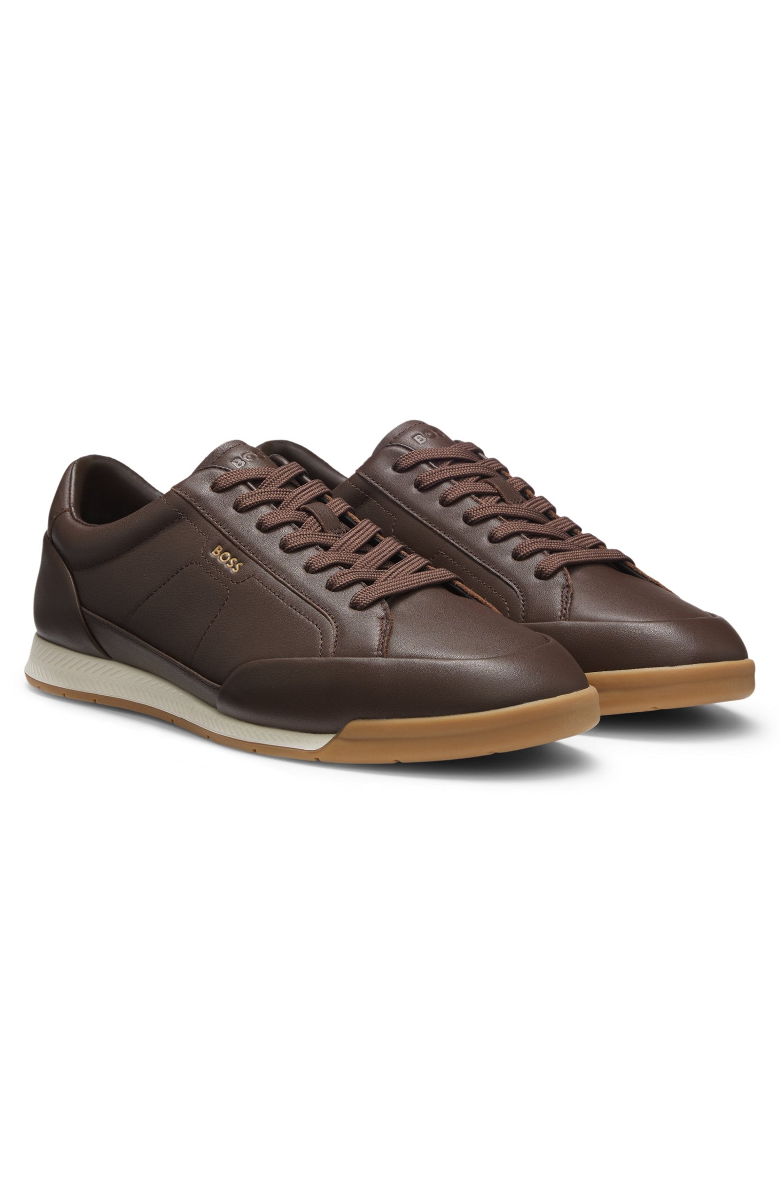 Leather sneakers with foil logo