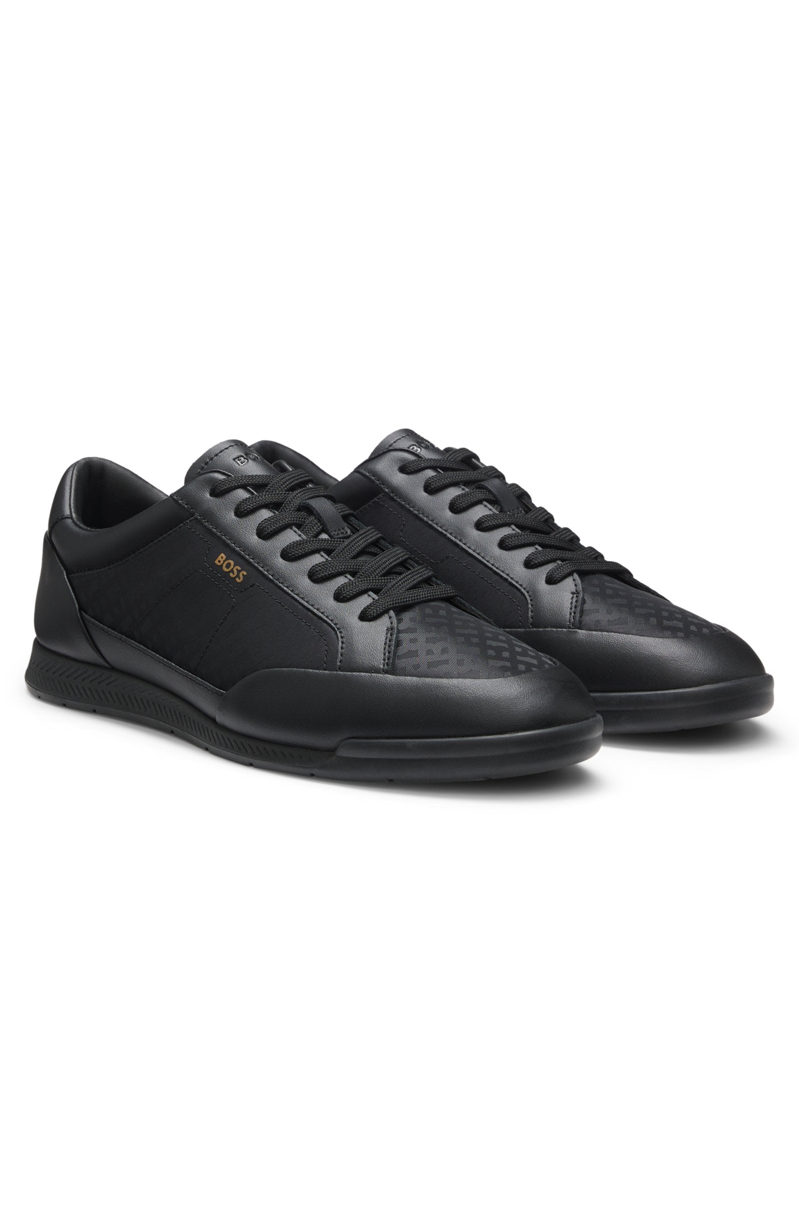 Leather sneakers with monogram paneling