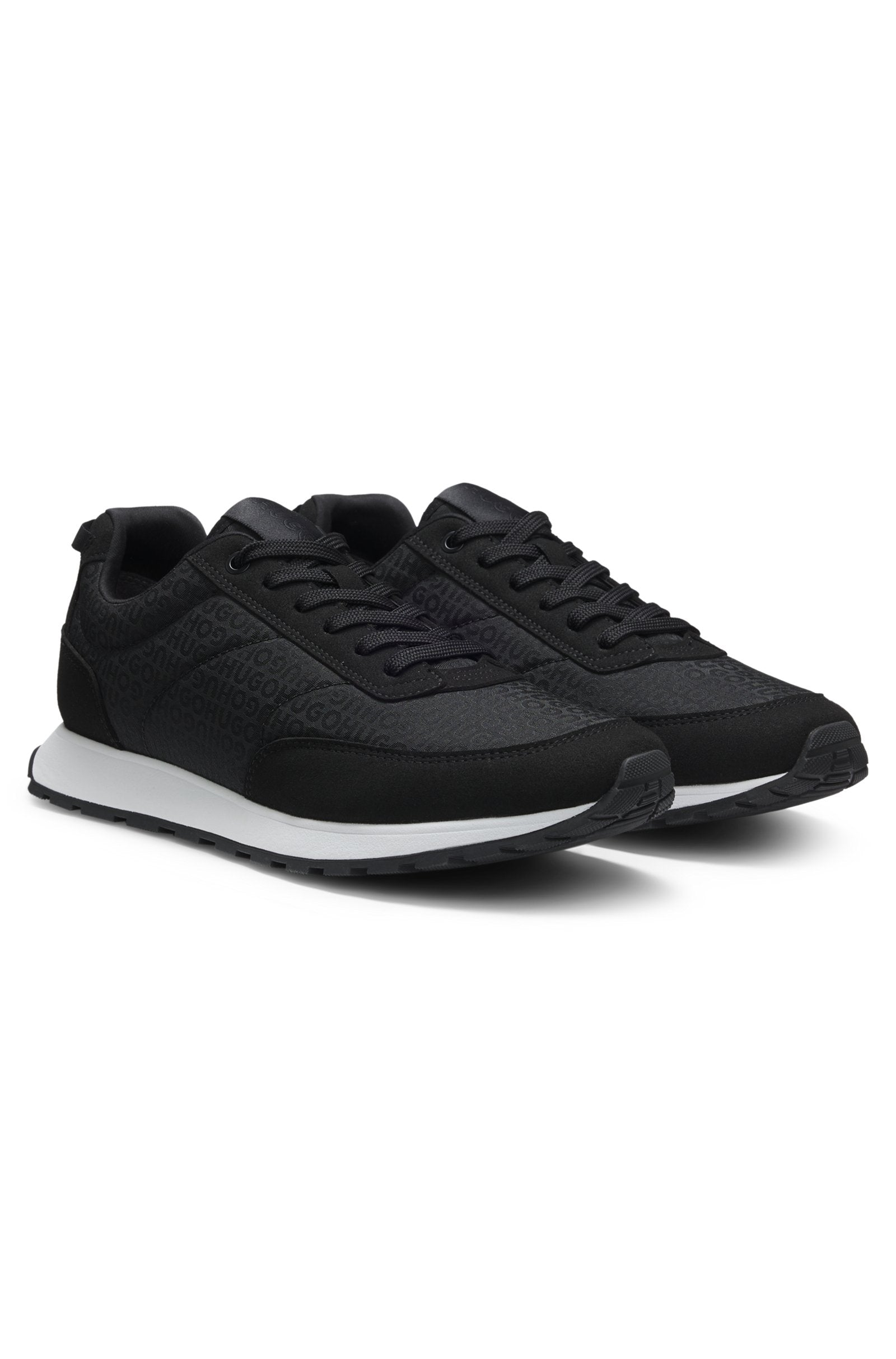 Running-inspired trainers with monogram-jacquard uppers