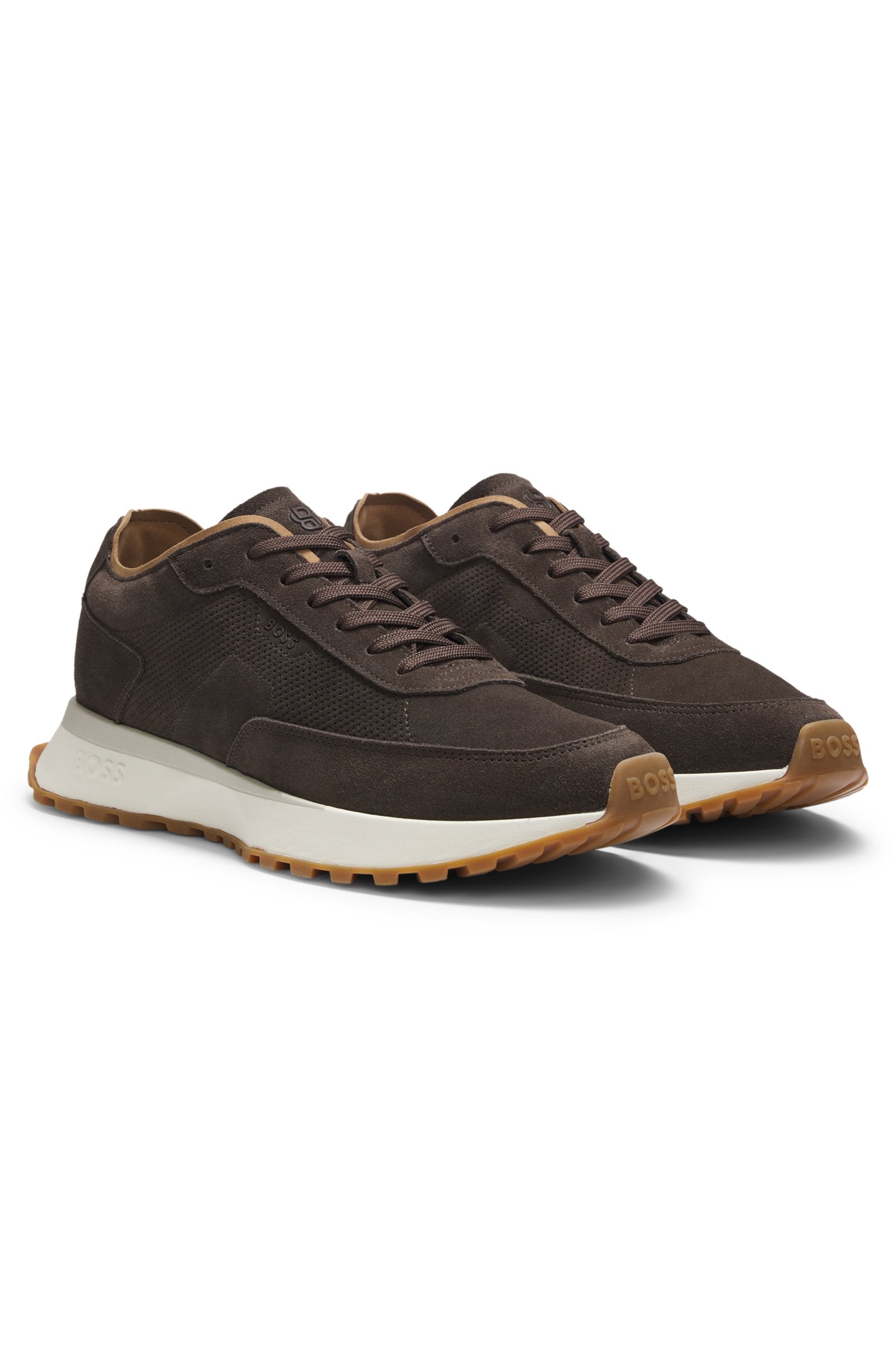 Suede sneakers with perforations
