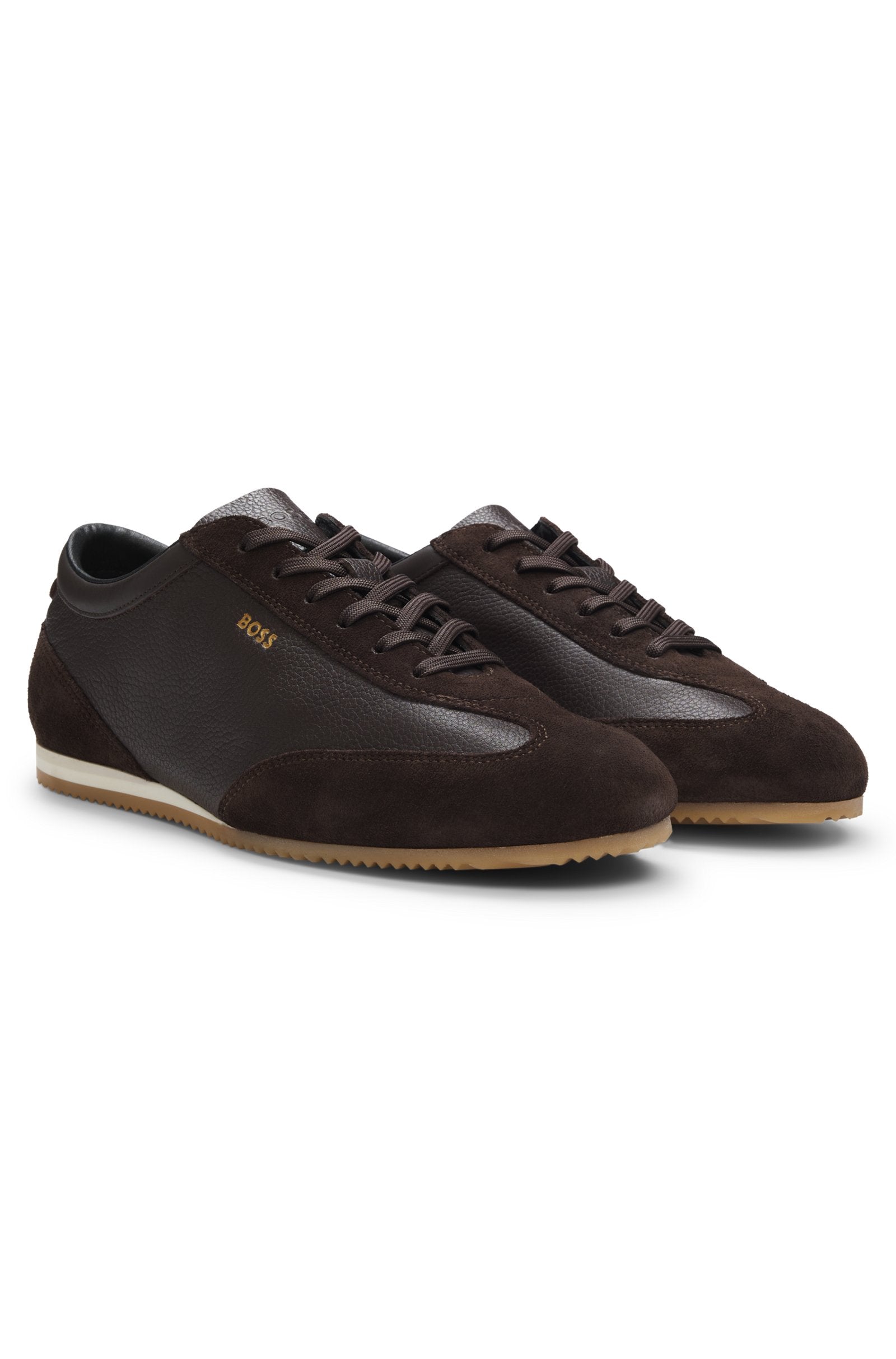Leather sneakers with suede trims