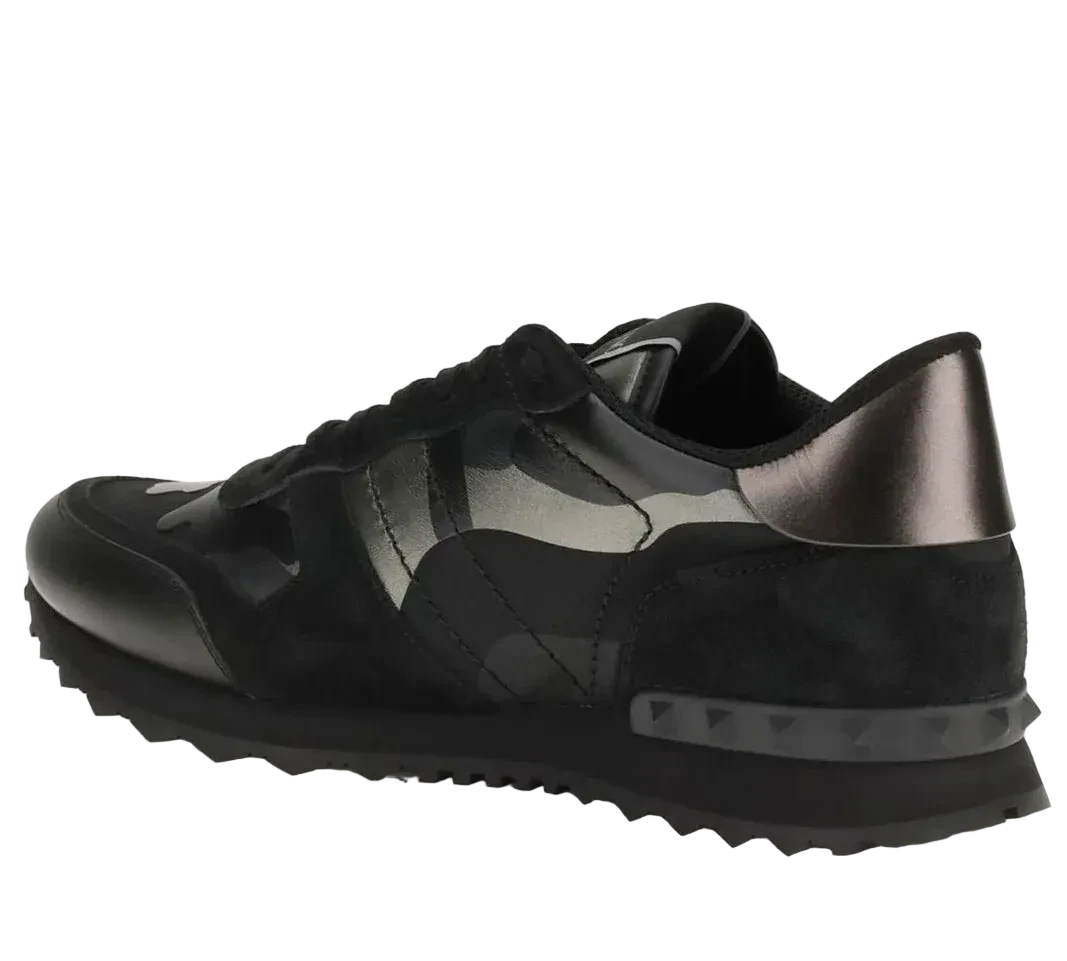 Valentino Garavani Rockrunner Camouflage Noir Metallic Sneaker