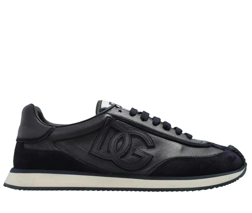 Dolce & Gabbana Logo Patch Cushion Sneakers/ Azul oscuro