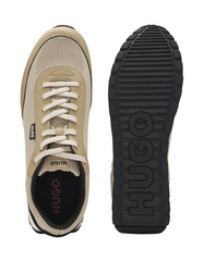 Knit-effect trainers with faux-leather trims