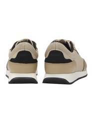 Knit-effect trainers with faux-leather trims