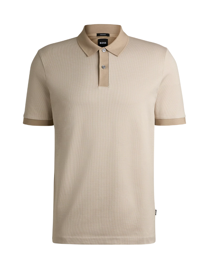 Mercerized-cotton polo shirt with micro pattern