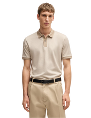 Mercerized-cotton polo shirt with micro pattern
