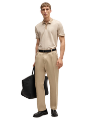 Mercerized-cotton polo shirt with micro pattern