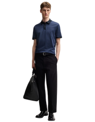 Mercerized-cotton polo shirt with micro pattern