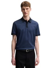 Mercerized-cotton polo shirt with micro pattern