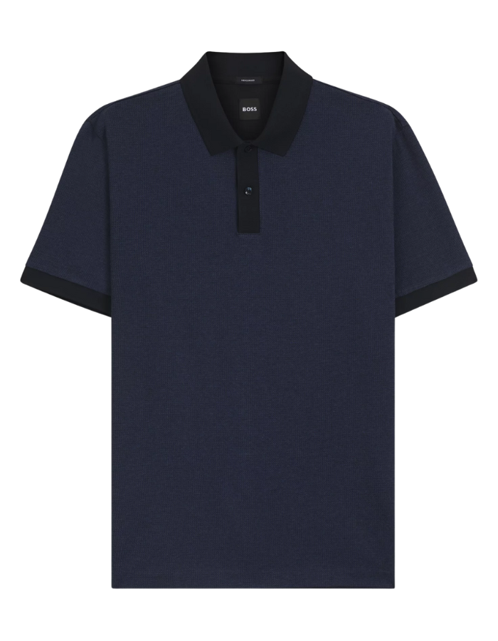 Mercerized-cotton polo shirt with micro pattern