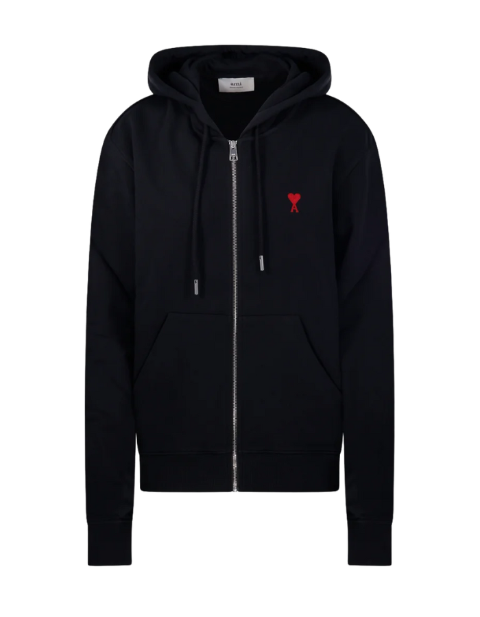 AMI Paris Logo Detailed Zip-Up Hoodie