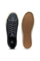 Low-top trainers in grained faux leather