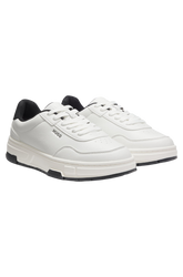 Zigzag-stitching trainers in faux leather