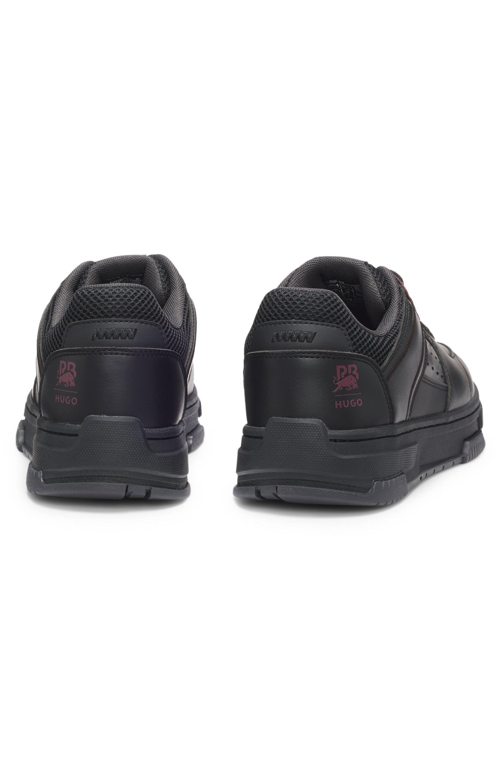 HUGO x RB faux-leather trainers with bull-graphic logo