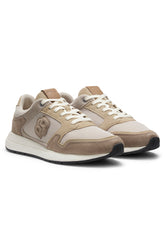 Suede-trim trainers with Double B monogram