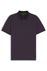 Stripe-collar polo shirt in cotton piqué