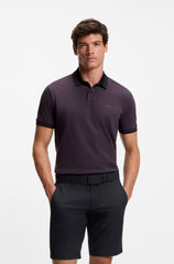 Stripe-collar polo shirt in cotton piqué