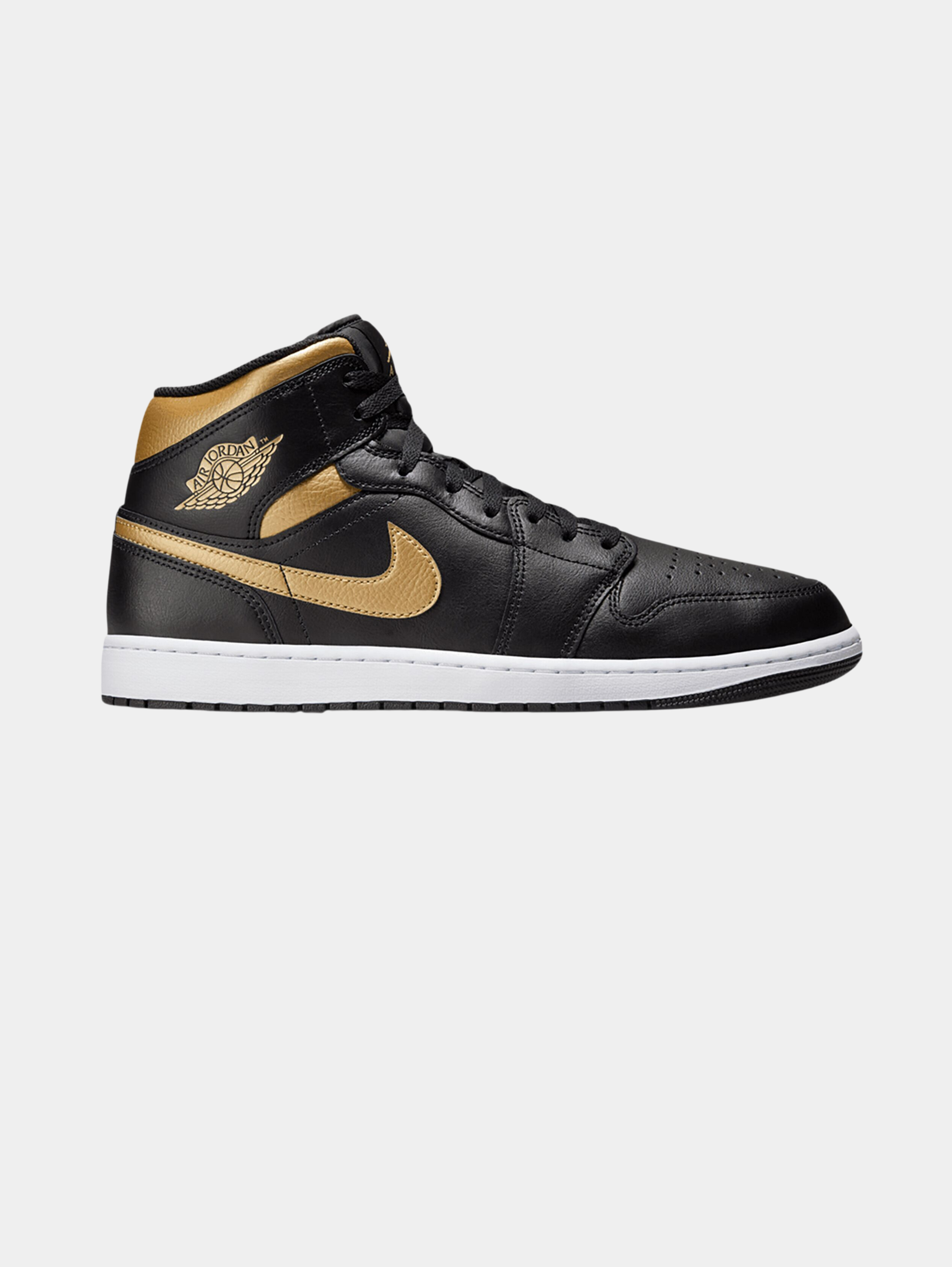 Air Jordan 1 Mid "Black/White/Metallic Gold"