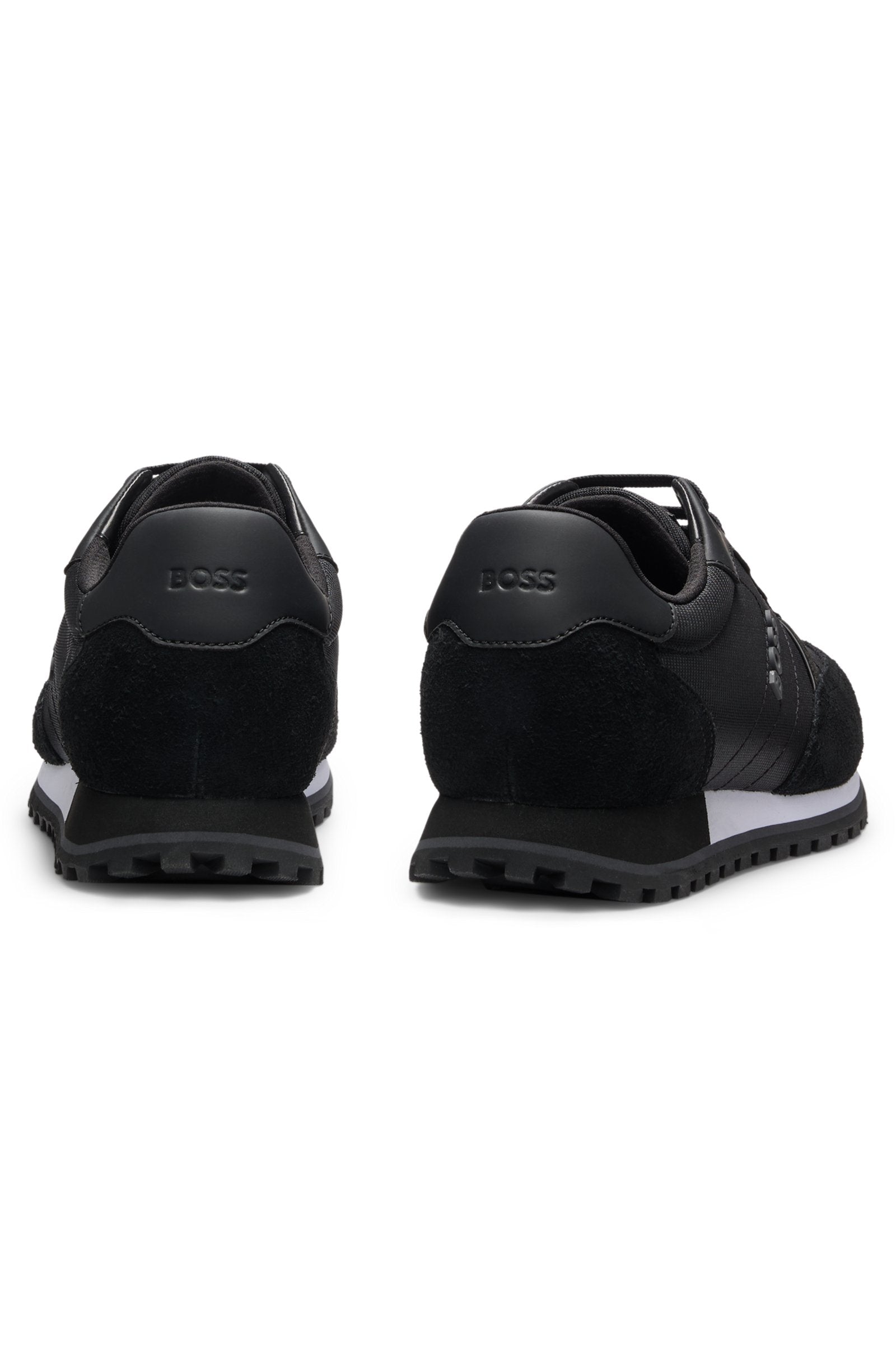 Logo-trim sneakers with faux-leather details