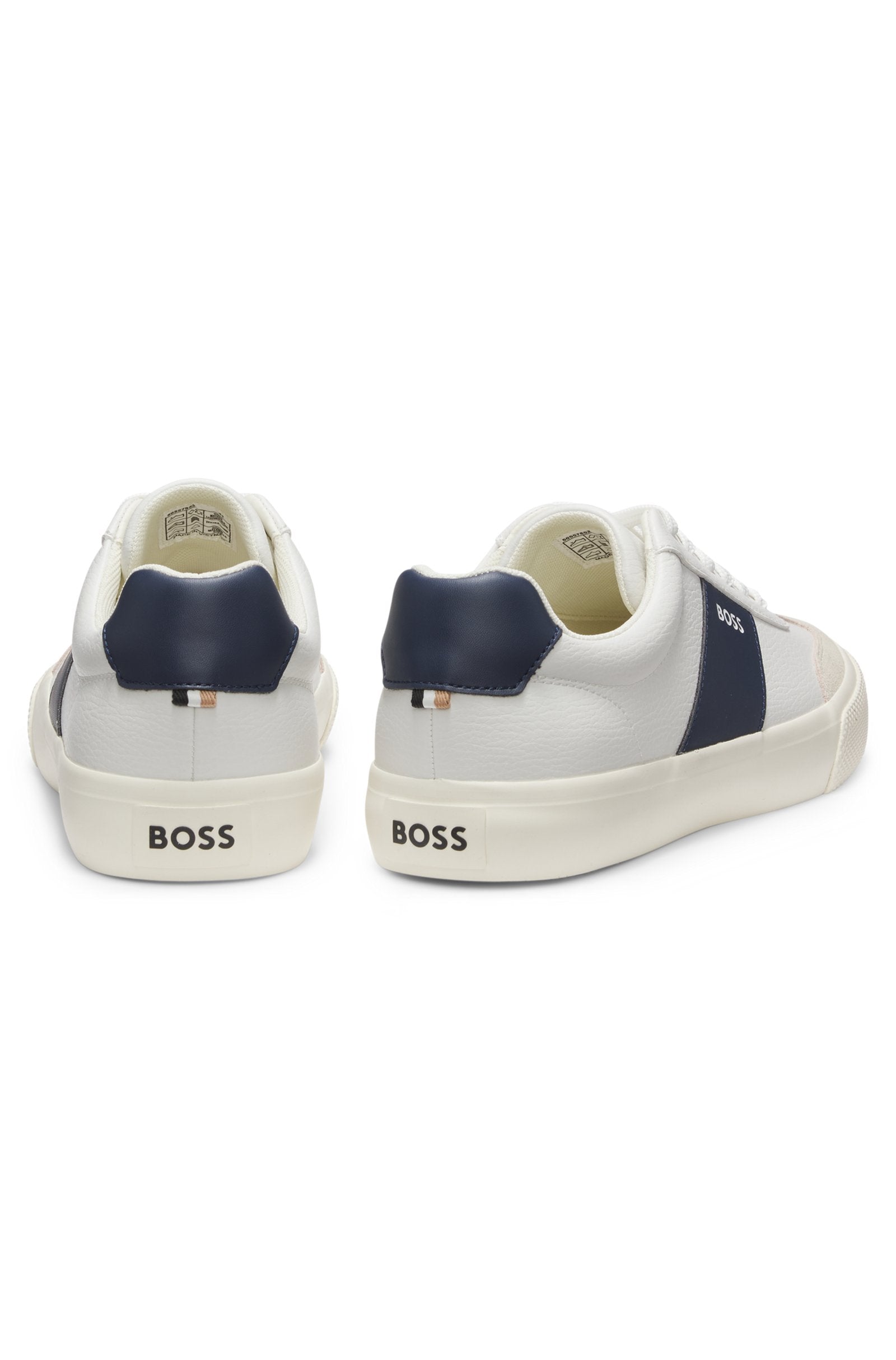 Leather-trim trainers in faux leather