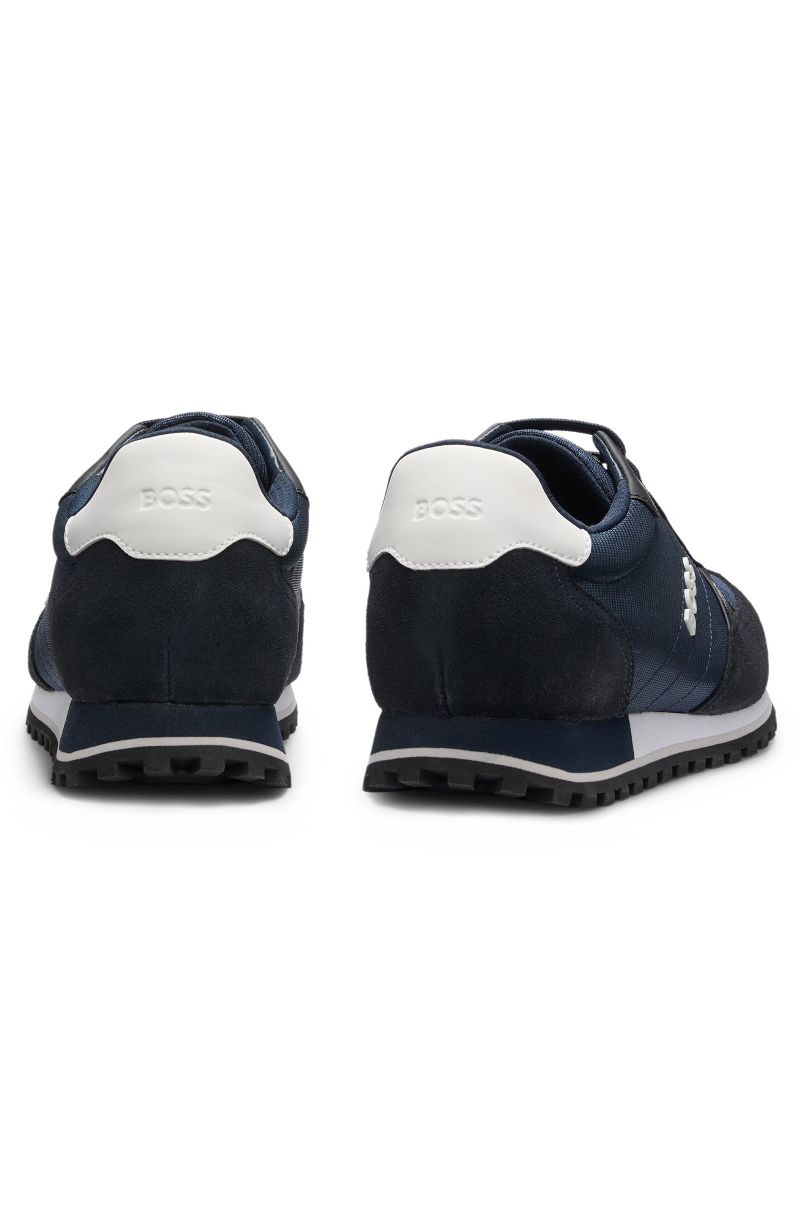 Logo-trim sneakers with faux-leather details