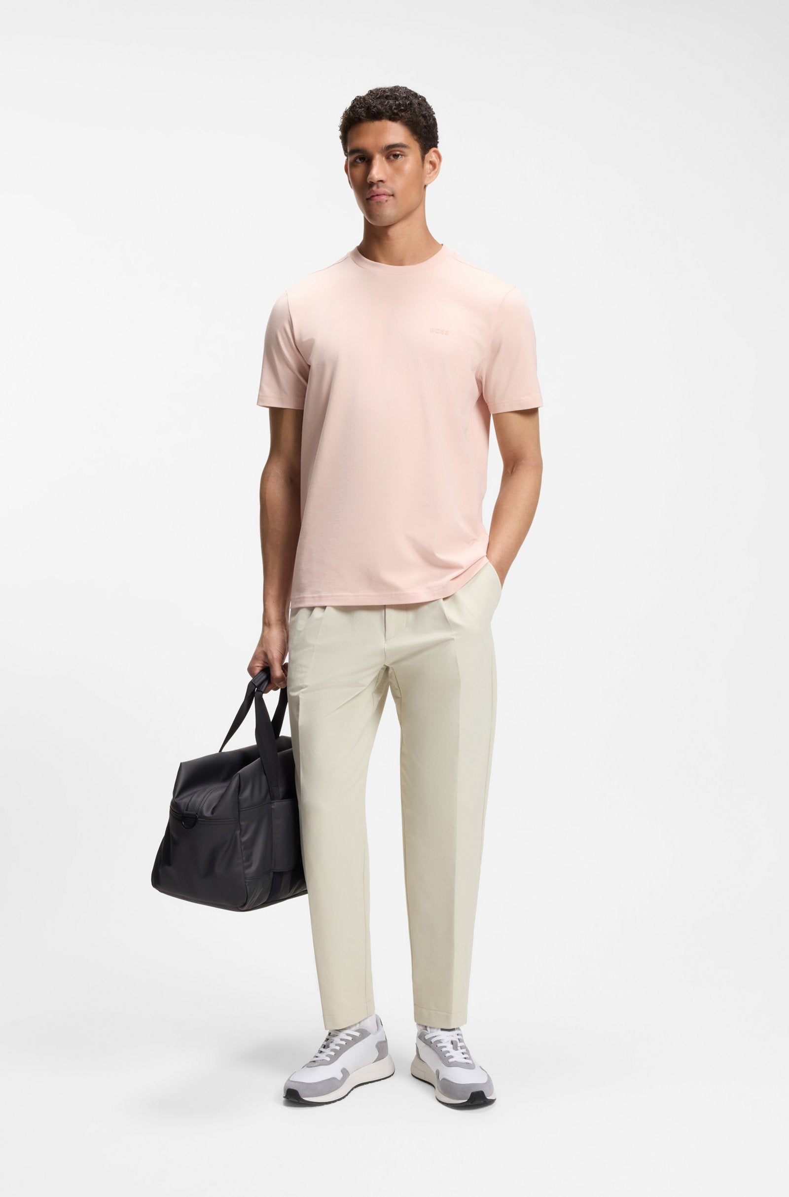 Lace-up sneakers in lightweight fabric with suede trims