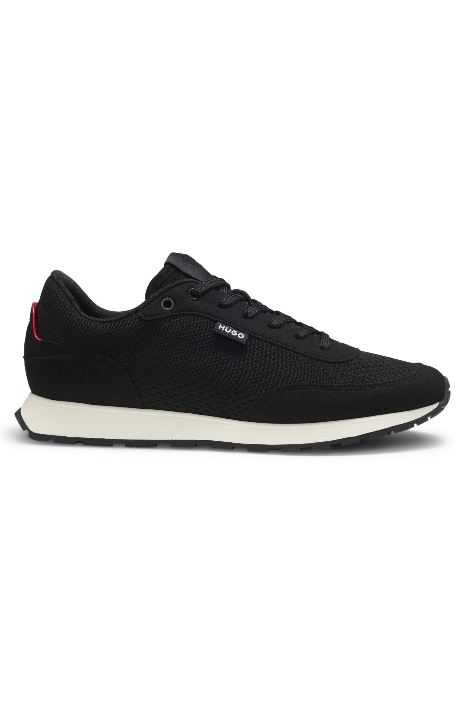 Knitted-upper sneakers with logo flag