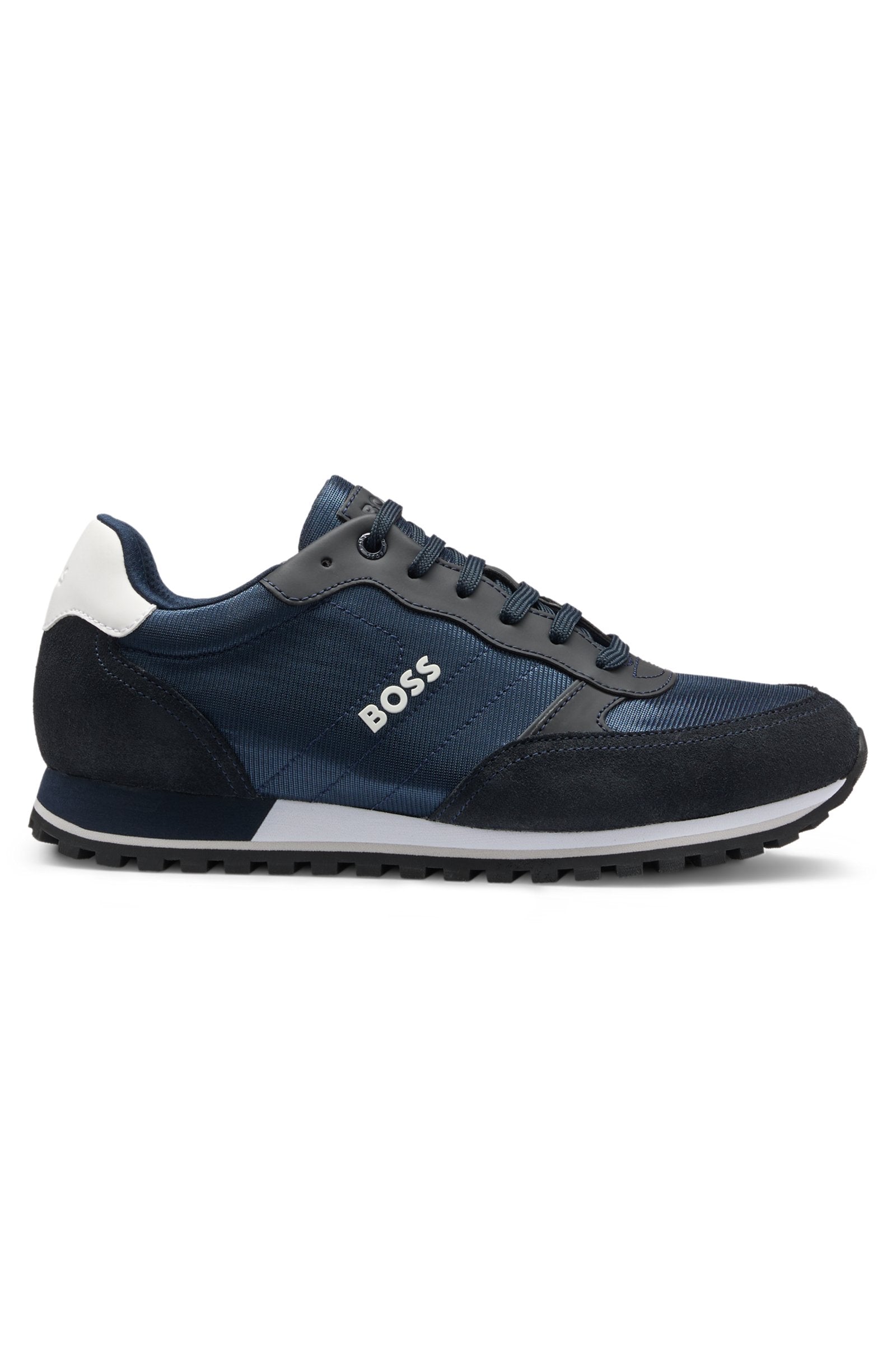 Logo-trim sneakers with faux-leather details