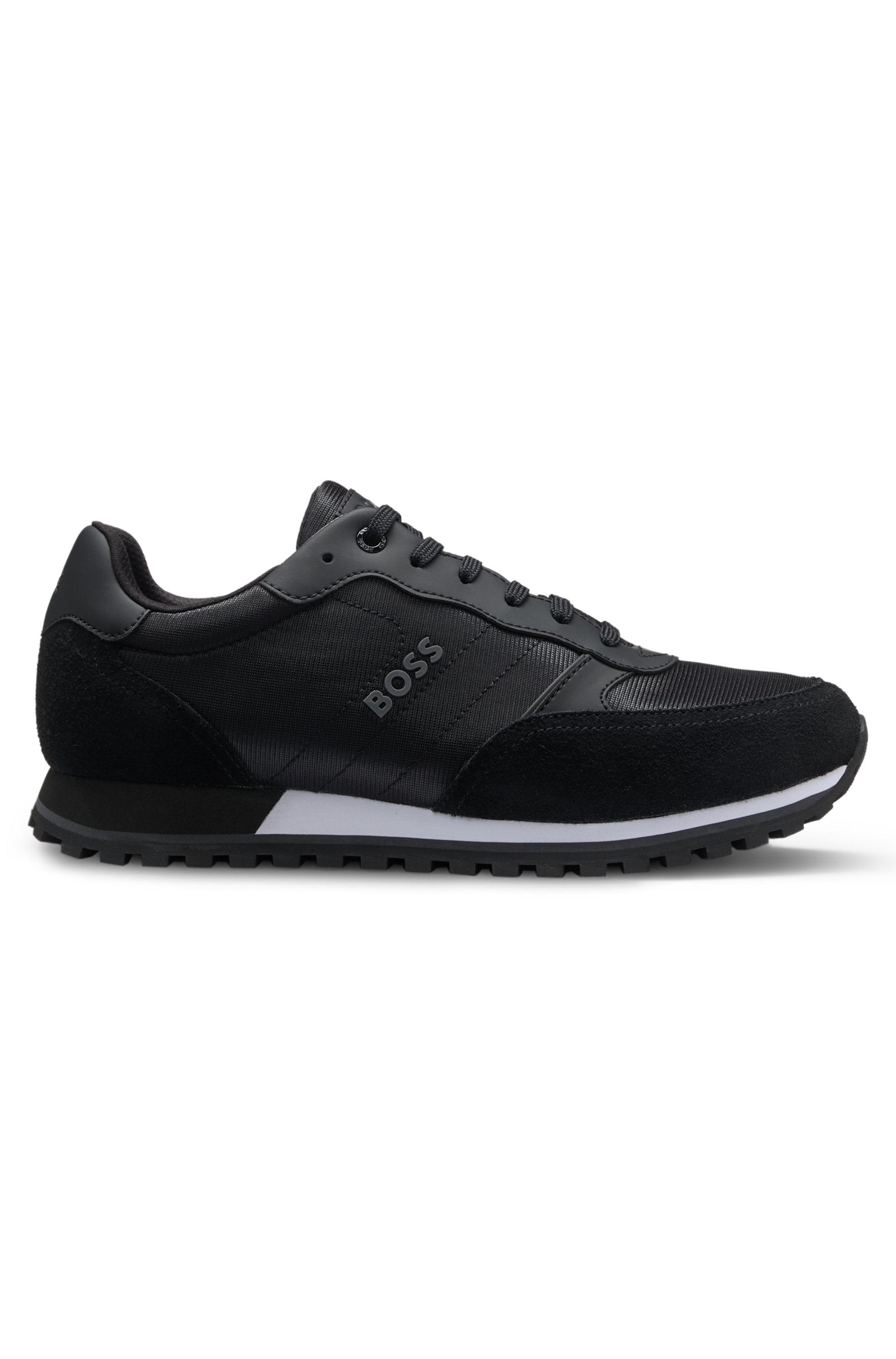 Logo-trim sneakers with faux-leather details