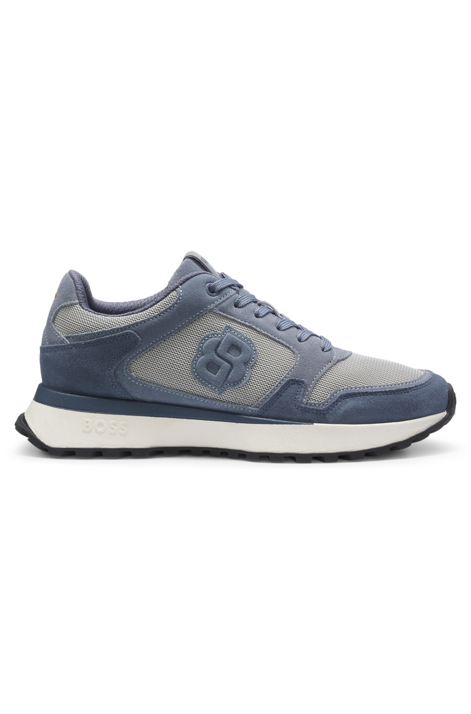 Suede-trim trainers with Double B monogram