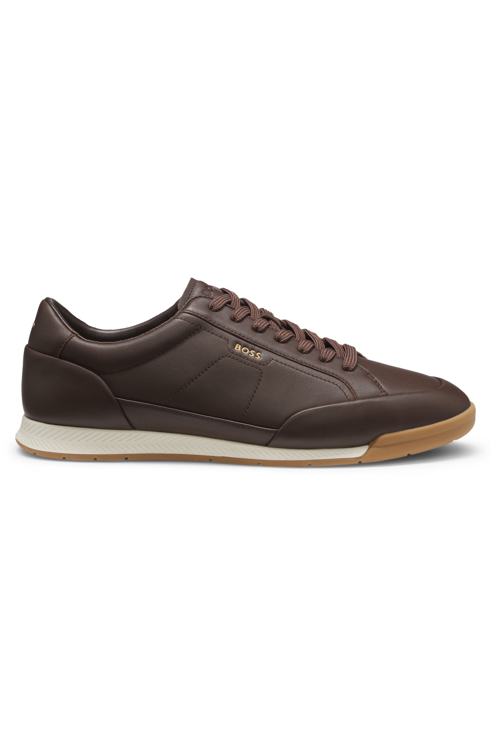 Leather sneakers with foil logo