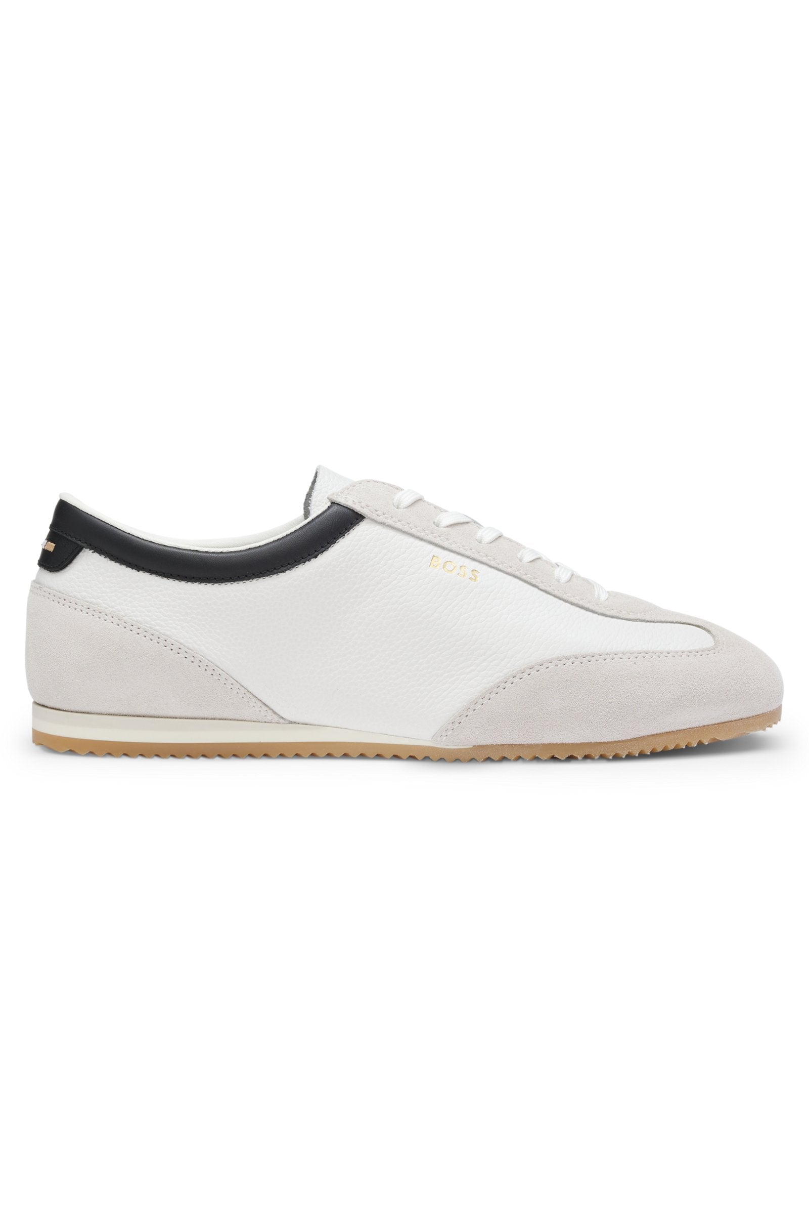 Leather sneakers with suede trims