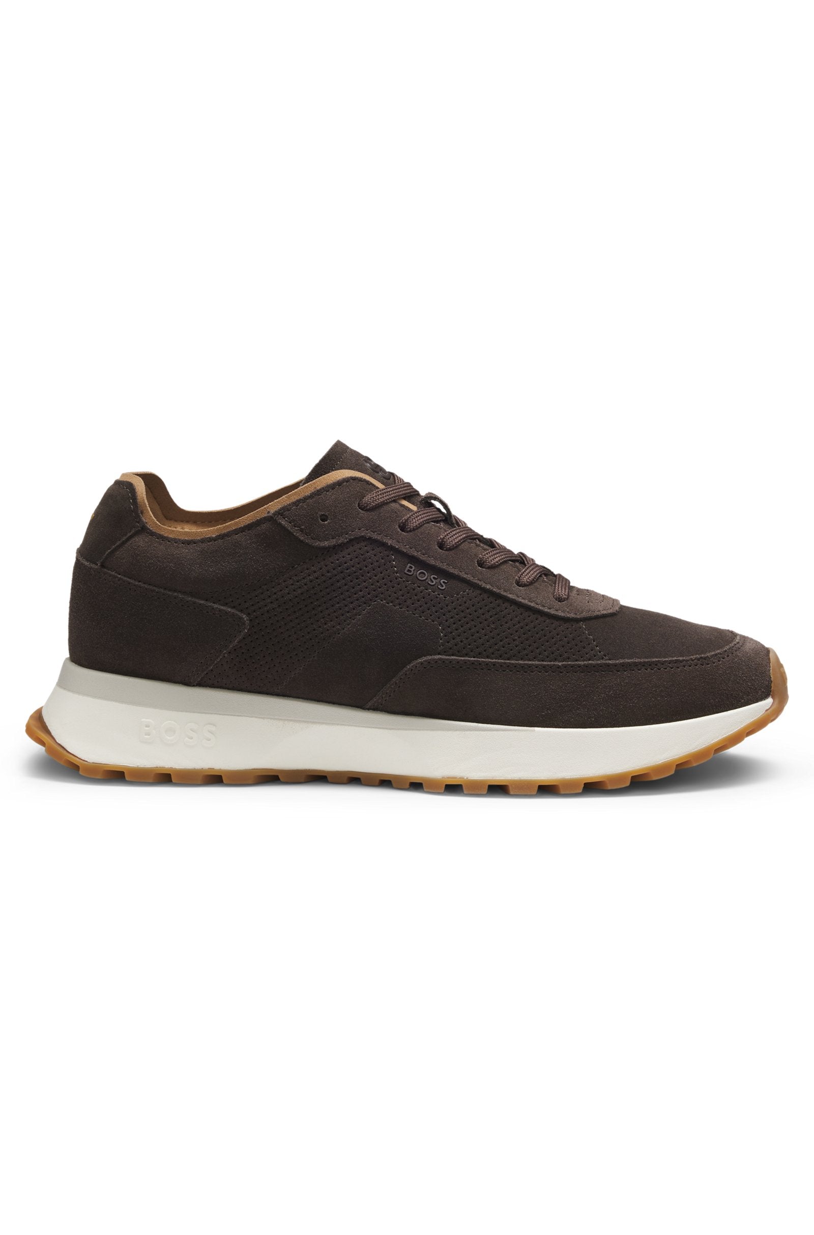 Suede sneakers with perforations